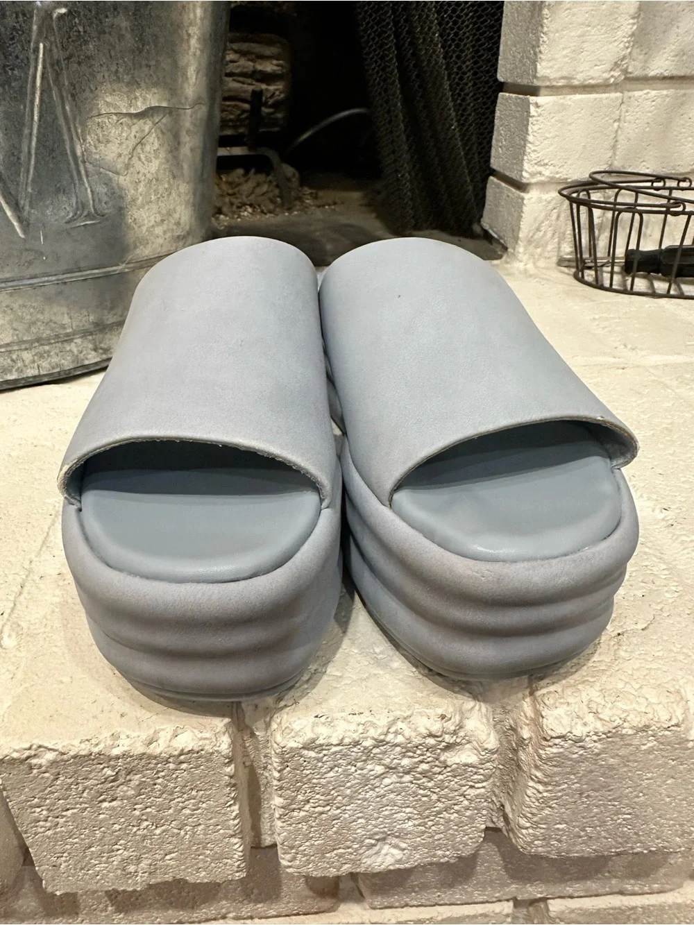 No Boundaries Light Blue Platform Slide Sandals - Women's